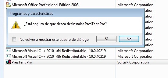 Desinstalar PresTent