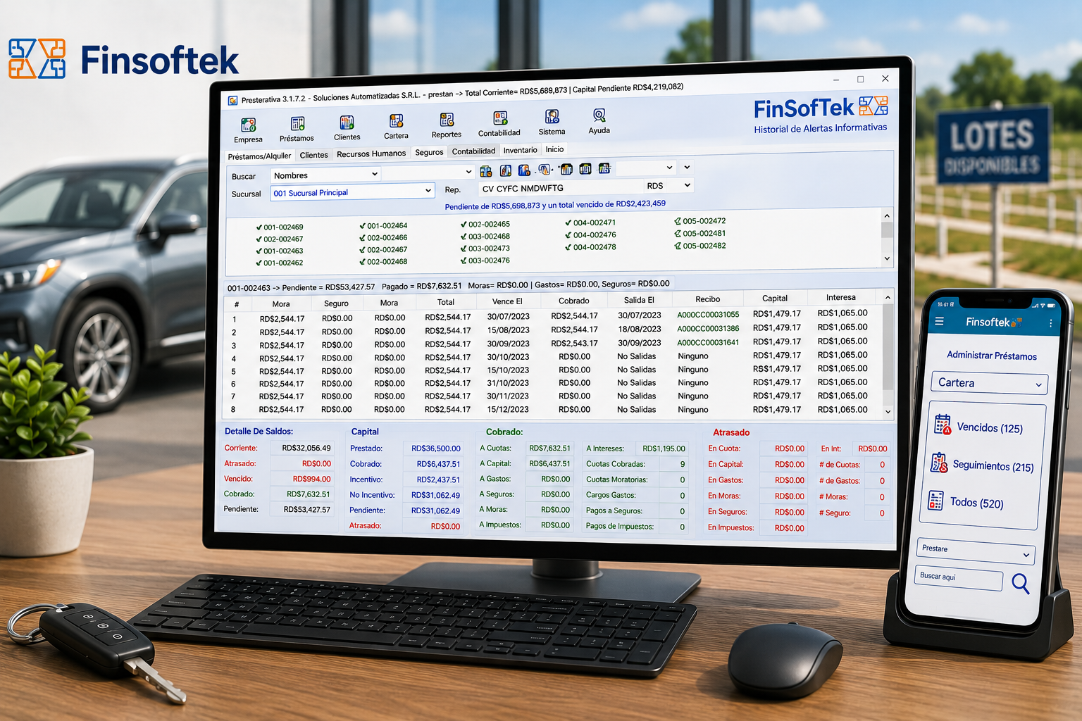 Software para financieras vehiculares y lotificadoras de Finsoftek